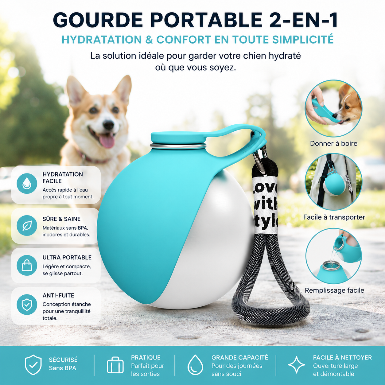 Gourde Portable 2-en-1